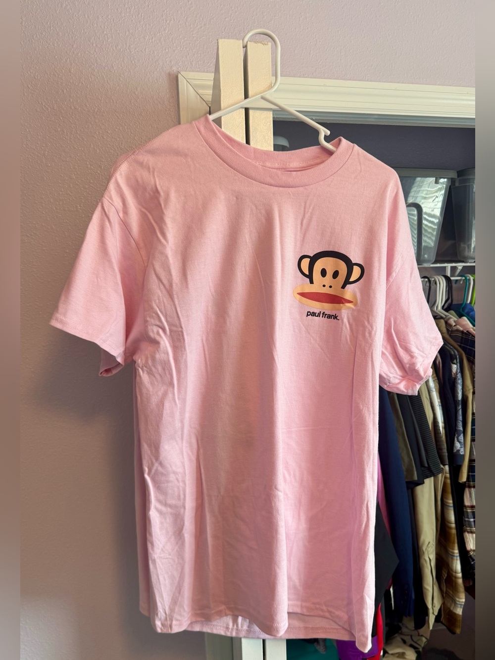 Paul Frank Julius Monkey Pink Double-Sided Graphic Logo Cotton Tee Men’s Lg NWOT